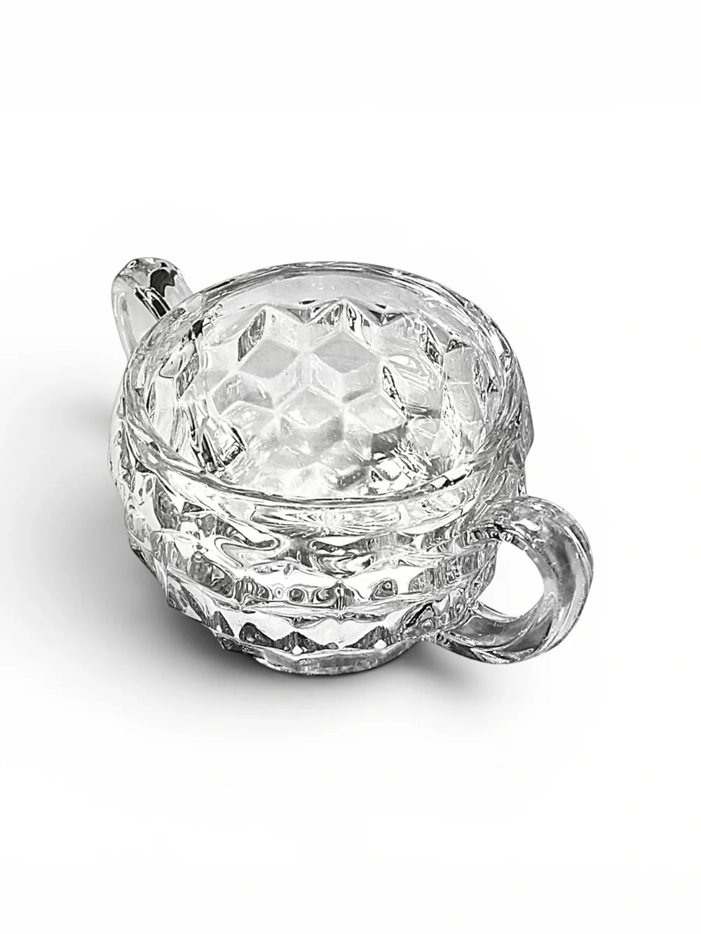 Vintage Fostoria American Clear Open Sugar Bowl Double Handles 1950s Retro